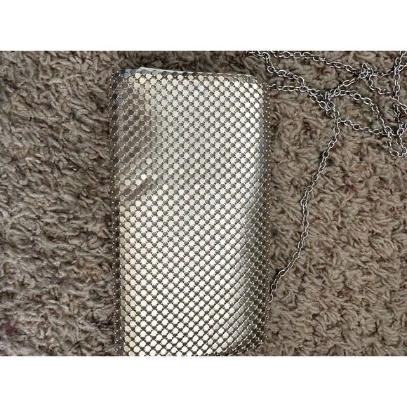 Jessica McClintock Clutch Purse Shoulder Bag Silver Mesh Chain Strap Formal Prom - Picture 3 of 7